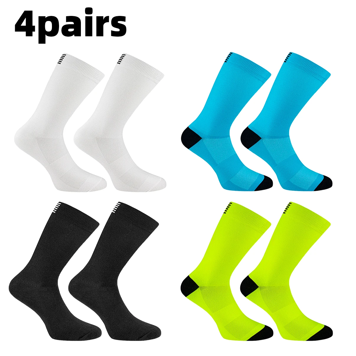 4 Pairs of Men and Women's Compression Sports Socks for Running, Cycling, Climbing, Walking, and Hiking