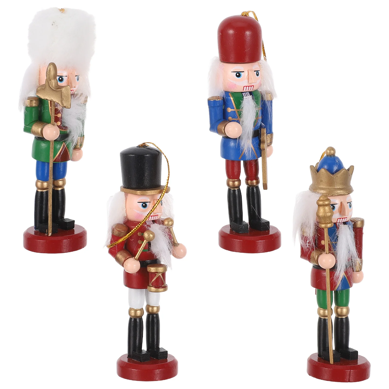 

4Pcs Xmas Nutcracker Soldier Wood Hanging Decorations Christmas Wooden Soldier Ornaments Holiday Display Puppet Soldiers