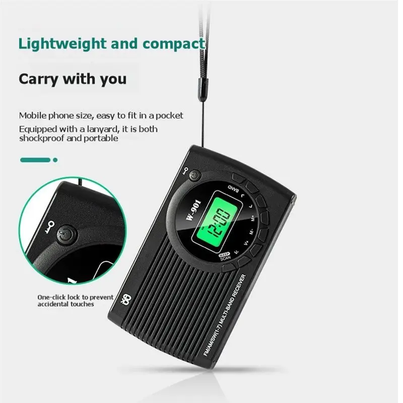 NEW-AM FM SW Portable Small Battery Operated Radio Stereo Emergency Survival Dual Power Supply Mode Screen Clock EU EU Plug