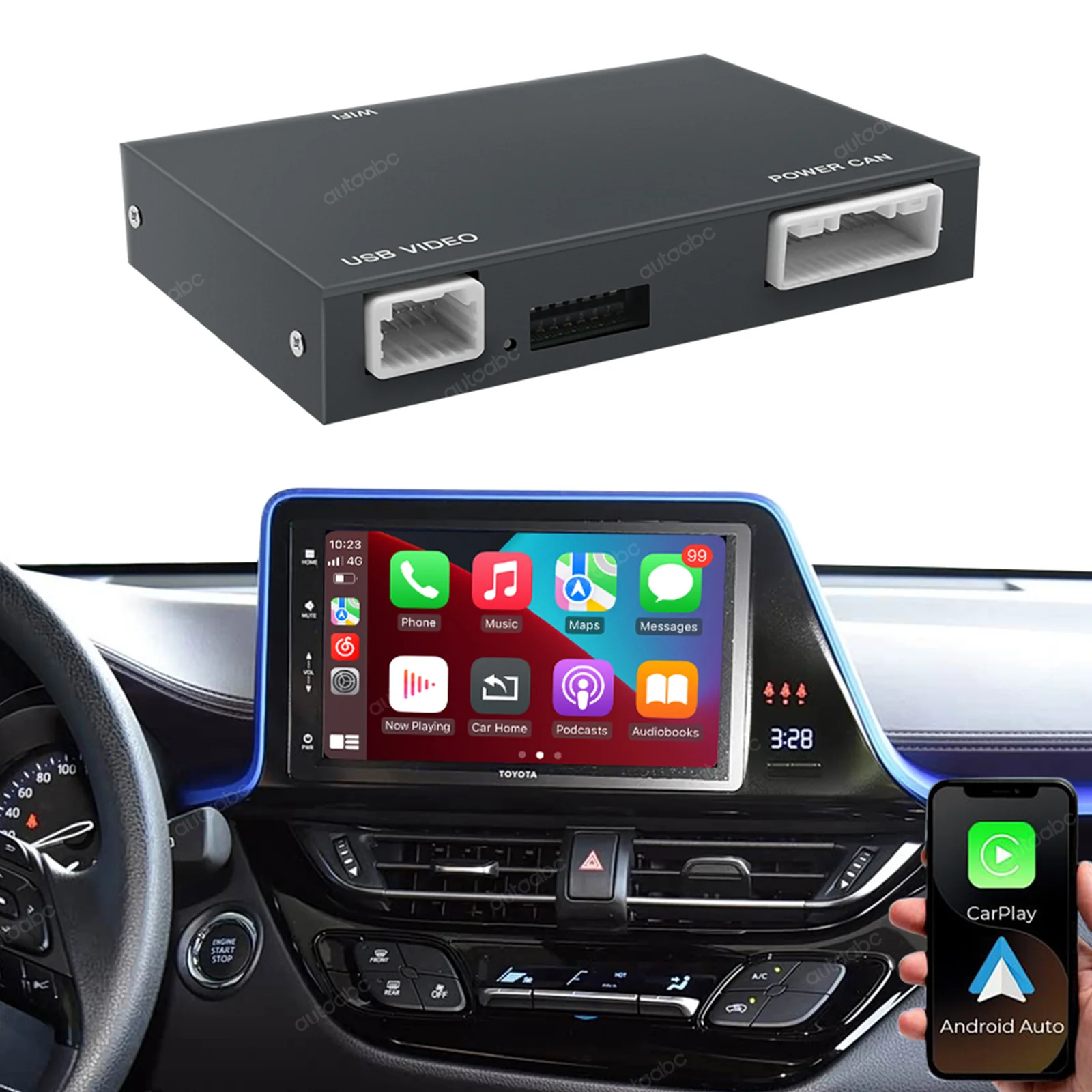 Moduł interfejsu Carplay do TOYOTA CHR RAV4 Highlander Tundra Sienna Prius Yaris Camry, bezprzewodowy Carplay, Android Auto, dekoder, Airplay, nawigacja GPS — 2