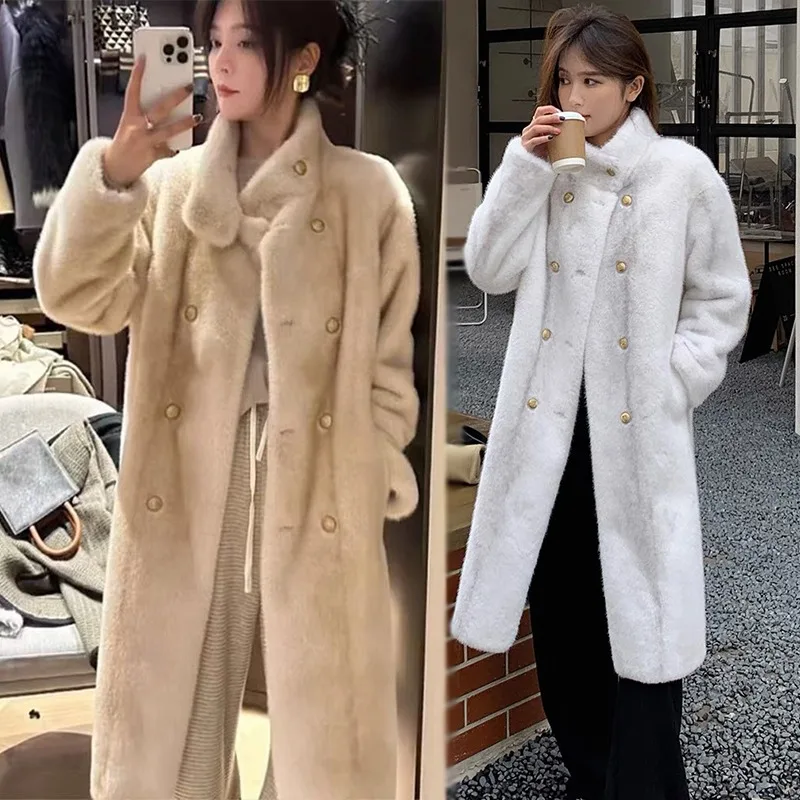 Miiiix Korean Fashion Imitation Fur Coat Women\'s Winter New High Grade Thick Fur Integrated Loose Long Coat Female Clothing