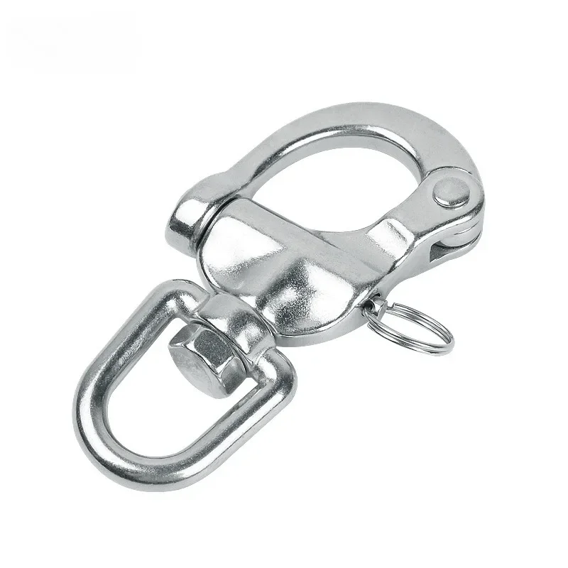 316 Stainless Steel Ring-type Rotating Spring Shackle Quick Release Buckle Creative Car Key Chain Accessories