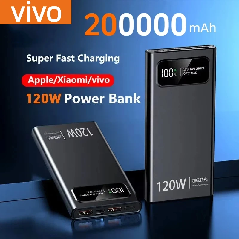 باور بانك Xiaomi 120 وات 200000 مللي أمبير 3C باور بانك ذو سعة كبيرة جدًا، بطارية خارجية محمولة، شاشة ديجيتال LED #1