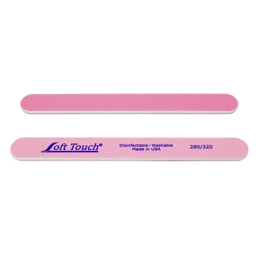 

Soft Touch Nail File, Double Sided 280/320 Grit, Light/Dark Pink, for Natural Nails, 7 Inch - 5 Pcs