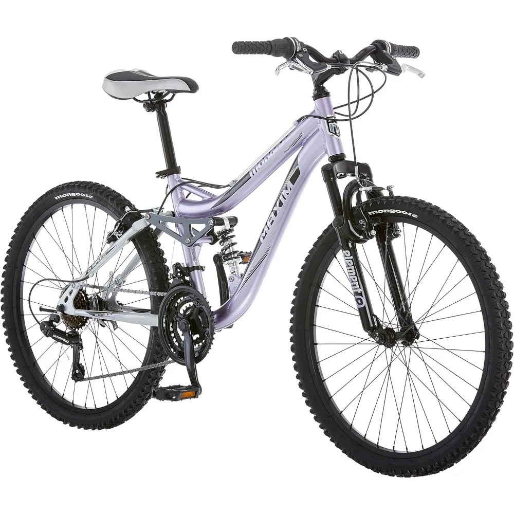 

Maxim Girls Mountain Bike, 24-Inch Wheels, Aluminum Frame, 21-Speed Drivetrain, Lavender