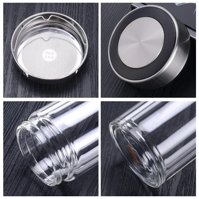 1000ML Leakproof Tea Bottle with Infuser Stainless Steel Double Walled Portable Drinking Lemon Water Cup Container for CarTravel