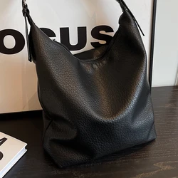 Women's Armpit Hobos Shoulder Bag Black Stylish Female Large Pu Leather Commuter Bags Quality Aesthetic Ladies Original Handbag