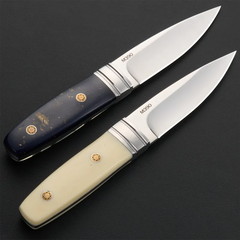 

New M390 High Hardness Scandinavian Straight Knife Mirror Polished Bone Handle Collectible Camping Survival Knife Fruit Knife