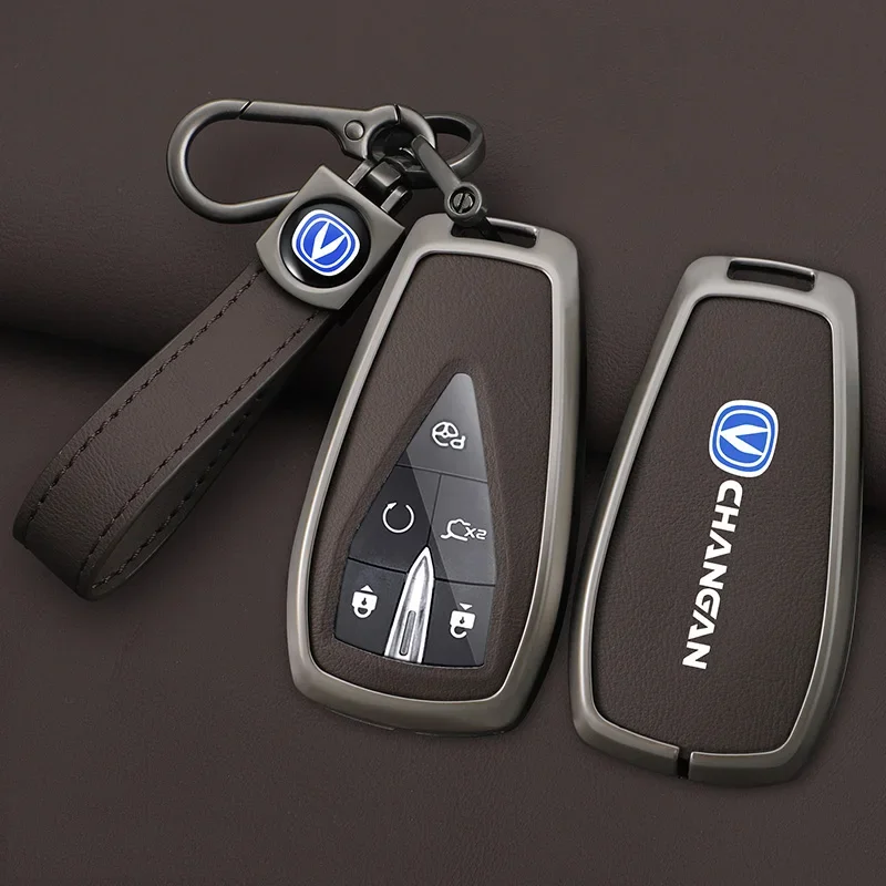 Zinc Alloy Leather Car Key Case Cover Shell for Changan UNIT UNIK CS35PLUS CS55 PLUS CS75 PLUS Oshan X7 X5 Car Accessories