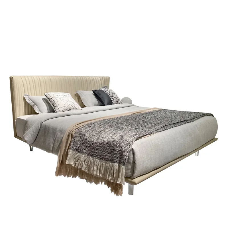 

Modern simple light luxury master bedroom wedding bed soft bag first layer cowhide double bed manufacturer