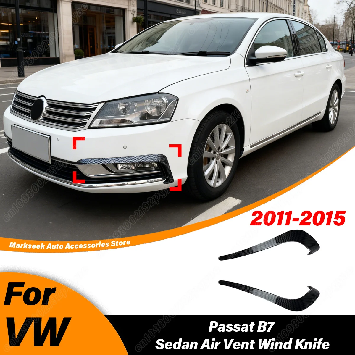For Volkswagen VW Passat B7 Sedan 2011-2015 Air Blade Wind Knife Front Bumper Side Splitter Fog Light Surround Fin Air Vent Trim