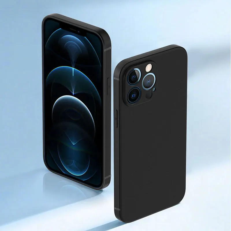 Funda de silicona mate negra de lujo para iPhone 11 12 13 14 15 16 Pro Max 15 Plus 12 Mini 16E Xr X Xs Max, suave 6