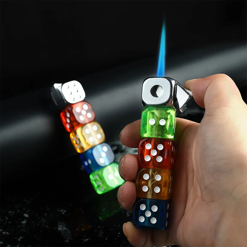 Flash Dice Lighter Metal Creative Cool Lighter Butane Windproof Lighter Cigarette Accessories Party Men Gifts