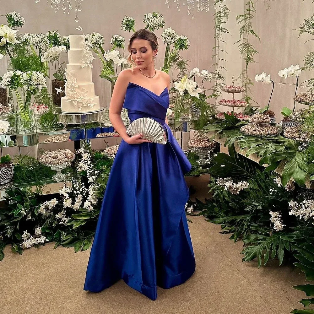 Customized Royal Blue Evening Dresses 2024 Sweethearts Wedding Guest Gown Brithday Gown Party Dress Fashion High Quality Classi