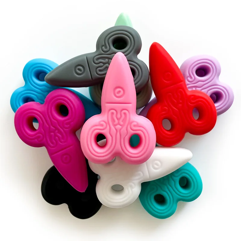 10pcs Scissors Silicone Focal Beads BPA Free Silicone Baby DIY Pacifier Chain Clips Beaded Pen Newborn Toy Jewelry Accessories