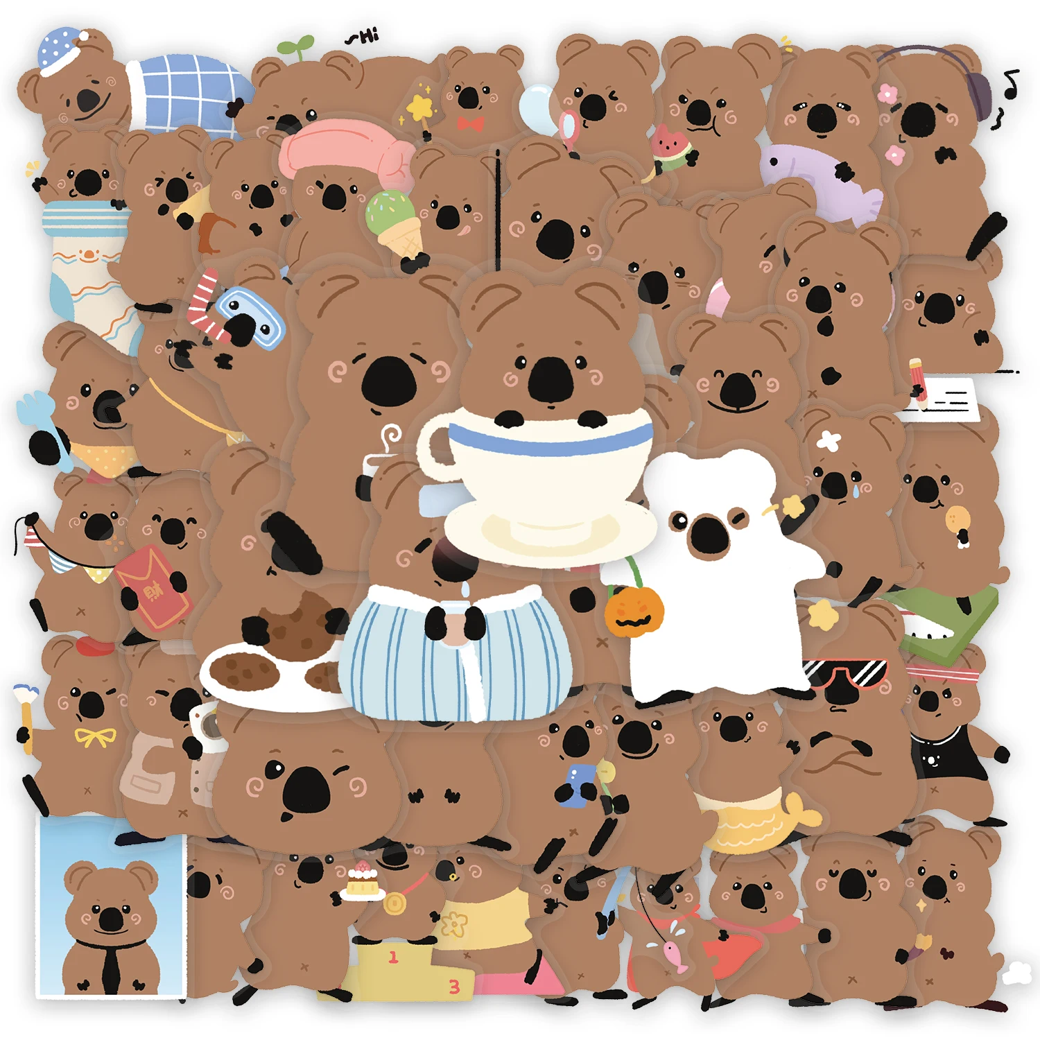 50PCS The Daily Life of Short tailed Dwarf Kangaroo Fun Stickers DIY Phone Case Laptop Water Cup Computer Toy Stickers