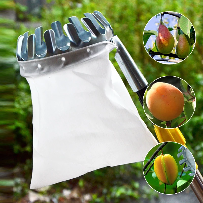 

Metal Fruit Picker Gardening Peach High Tree Picking Catcher Garden Orchard Fruit Collection Bag Net Tools Without Handle