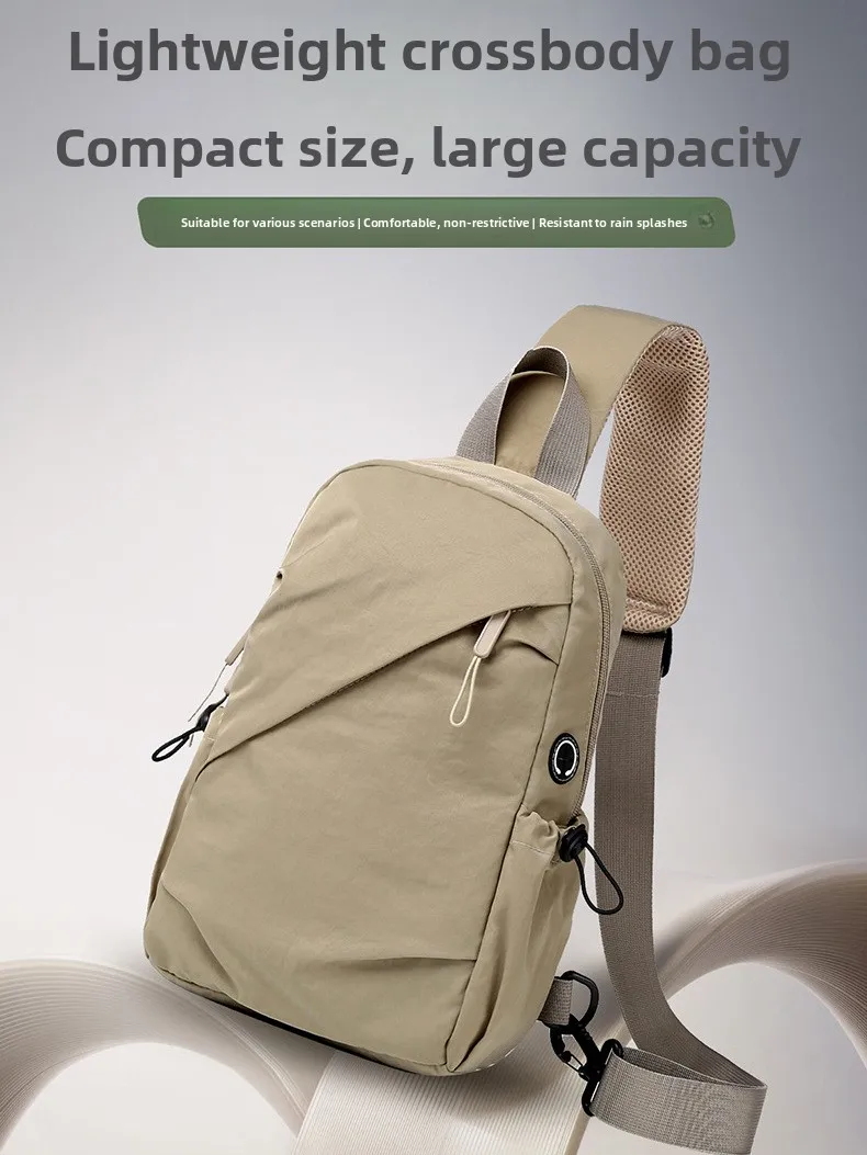Waterproof Lightweight Men's Chest Bag Large Capacity Crossbody Bag Fashion Casual Single Shoulder Bag Sports Small Backpack