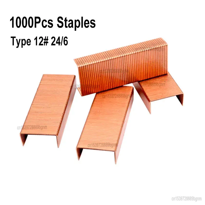 1000Pcs Set Metal 12# 24/6 Staples Rose Gold Color Office Accessories School Stationery Paper File Document Binding Supplies