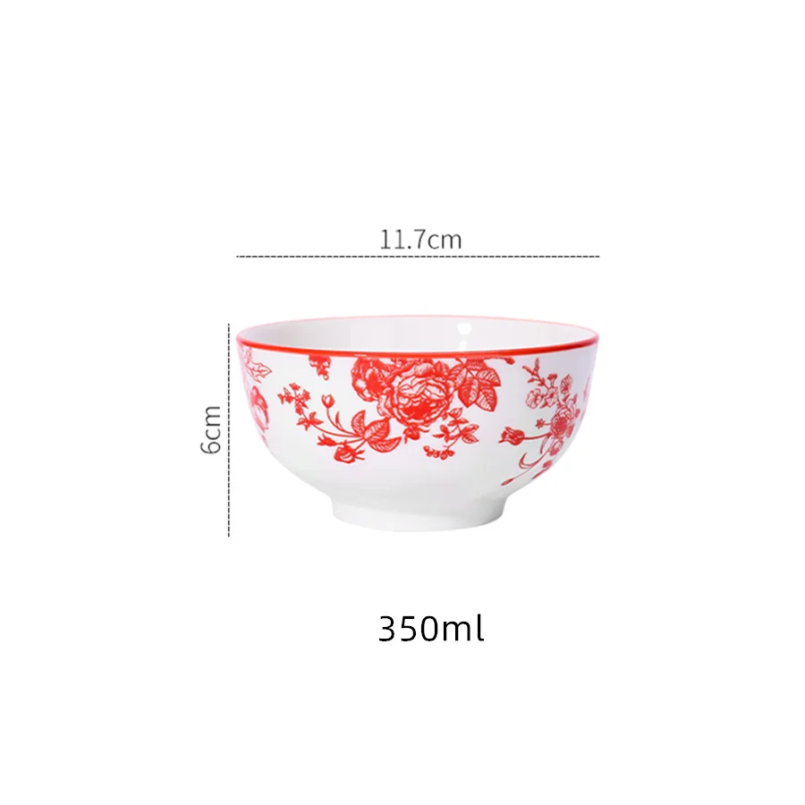 3PCS Ceramic rice bowl, 4.5-inch round bowl, suitable for microwave and oven, home kitchen tableware