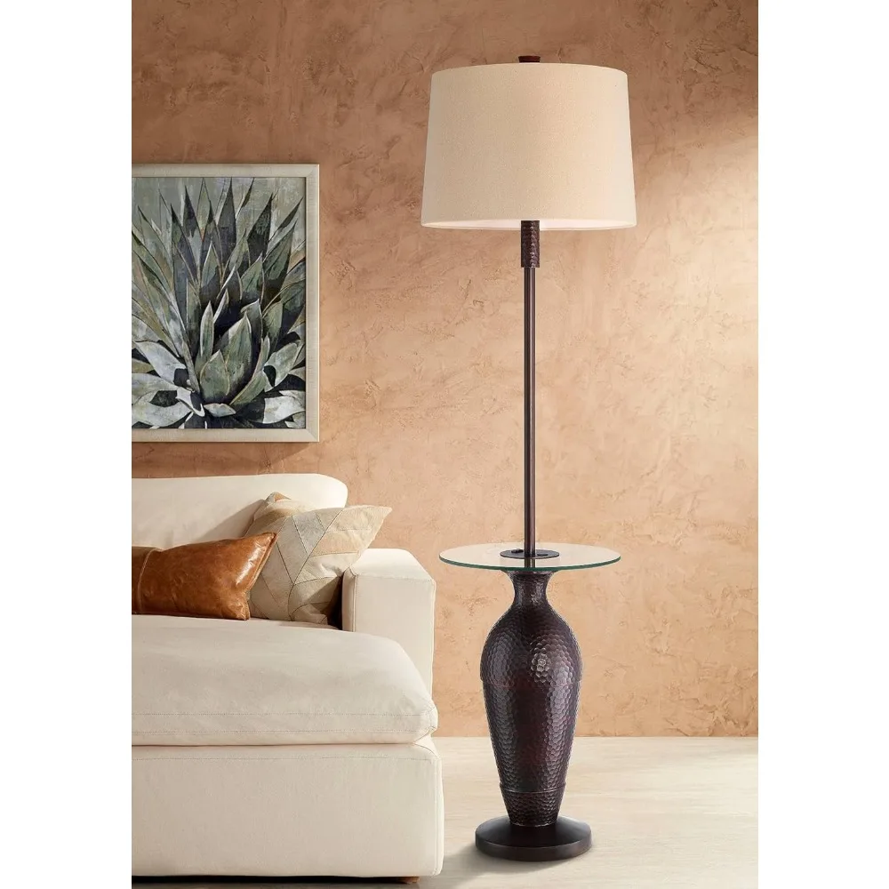 Industrial Floor Lamp with Tray Table USB and AC Power Outlet in Base 66