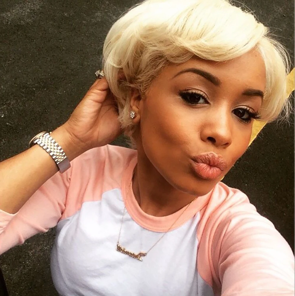 باروكات شعر بشري مفرود قصير، شعر برازيلي أشقر عسلي، طبقات للنساء، مصنوع آليًا بالكامل، ملابس يومية مقطوعة مسبقًا #1