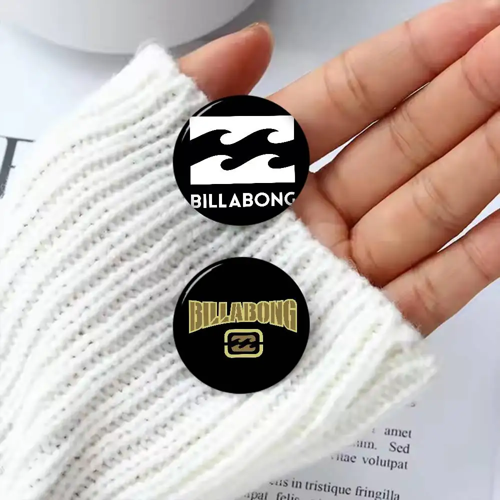 B-Billabong Surf Fashion Creative Pins Funny Round Snap-in Brooch Badge Backpack Hat Accessories Jewelry Gifts for Friend - view 3