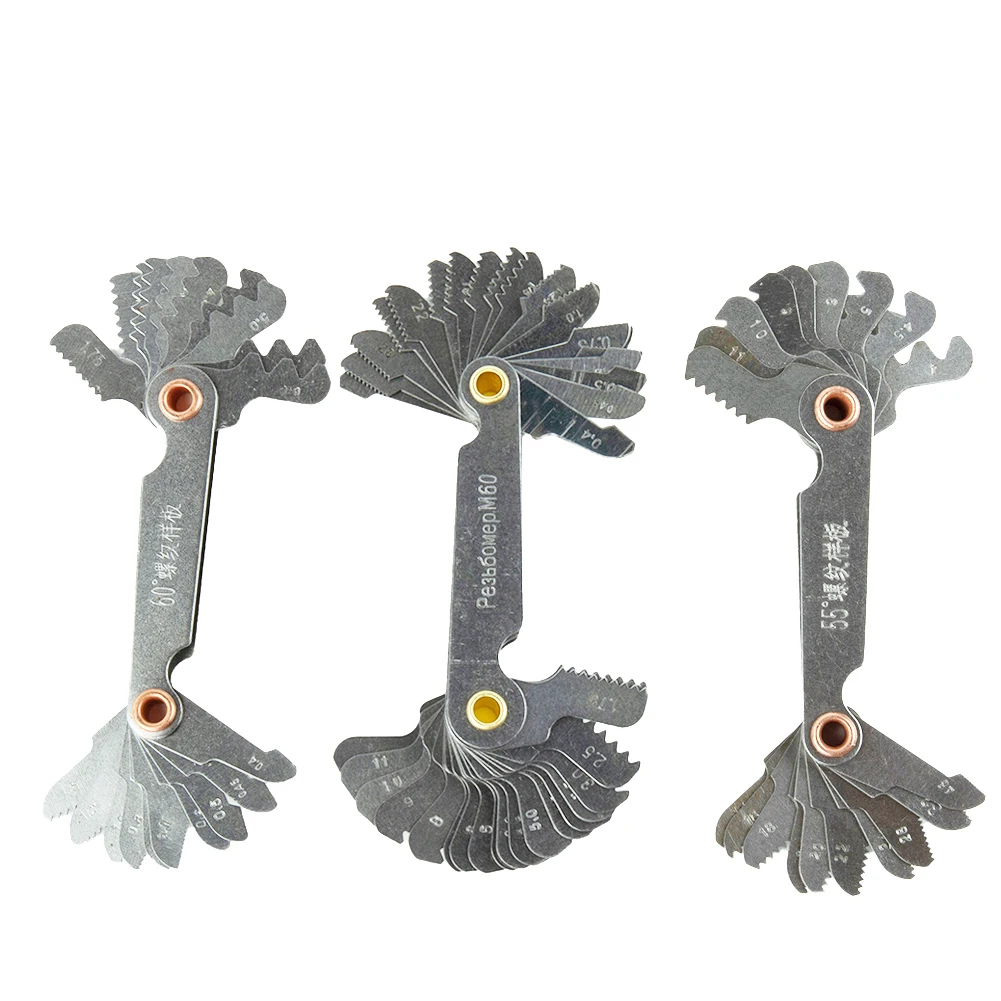 55/60 Degree Metric Inch Thread Plug Gauge Gear Tooth Screw Pitch Gauge Measuring Lathe Tool Carbon Steel Lathe Combination Tool