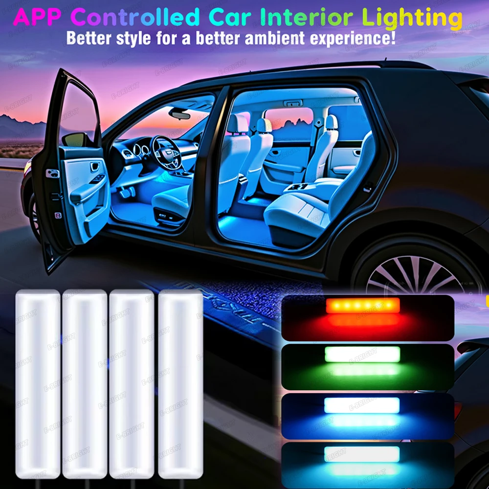 Car Interior Atmosphere Backlight Ambient Mood Foot Light Decorative APP Remote Control LED Lamp