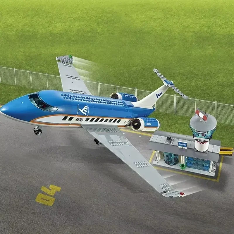 Kompatybilne zestawy MOC Seria Miejska Klocki Konstrukcyjne Terminal Lotniskowy dla Pasażerów Duży Model Samolotu Zabawki dla Dzieci Prezent do Składania