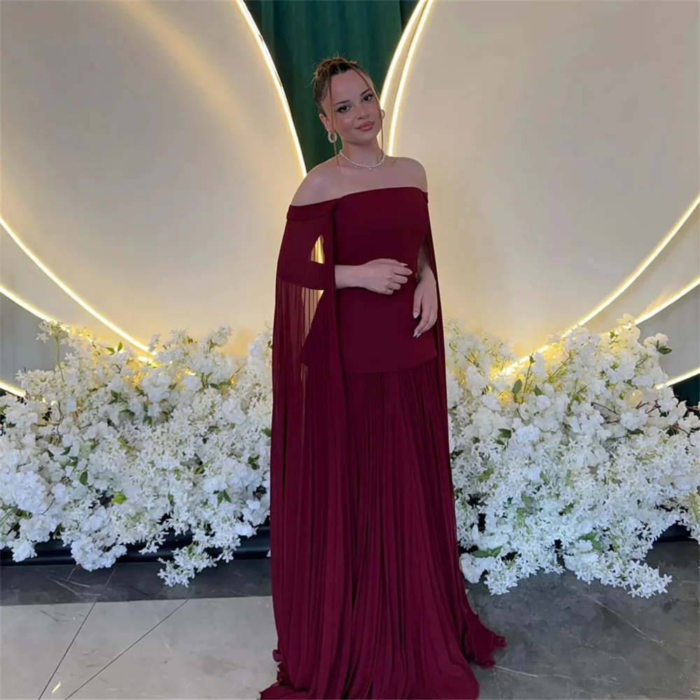 

ROYET Tulle Pleat Strapless Long Party Dress Off The Shoulder Mermaid Evening Dress Floor Length Prom Gown New Customized