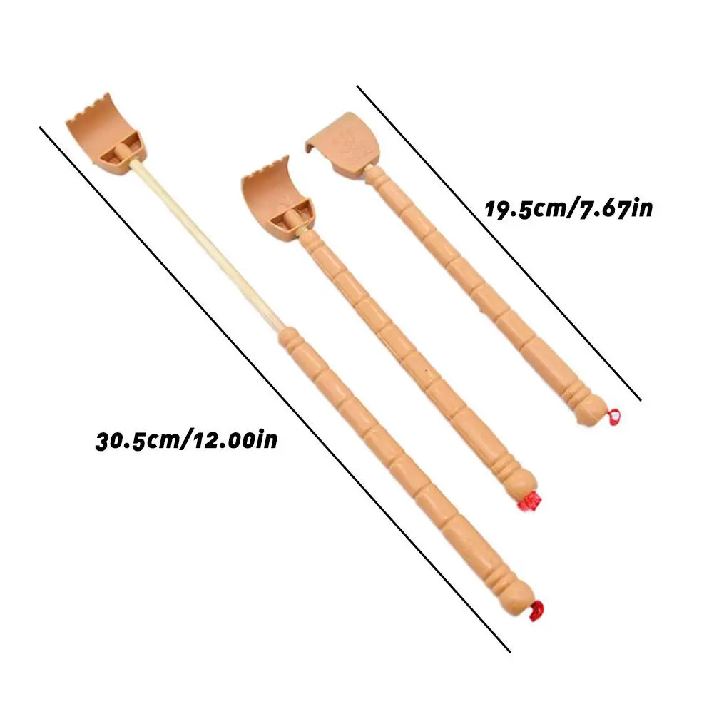 1pc Adjustable Back Scratcher Manual Four Section Retractable Aid Stick Scratching Massage Roller Long Wooden Body Itch Tools