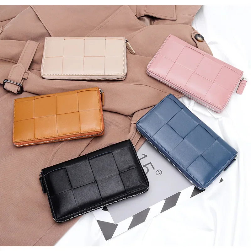 2024 New Fashion Genuine Leather Women Long Wallets Real Leather Female Luxury Brand Design Clutch Girl Lady Gift Cash Purse