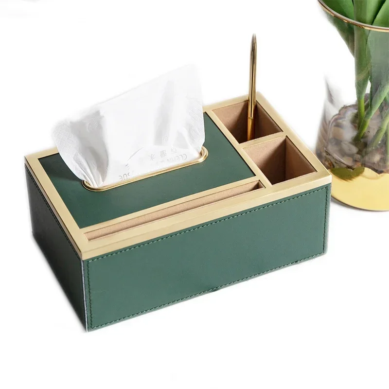 

light luxury Nordic multi-function tray living room restaurant home remote control storage box creative leather tissue box