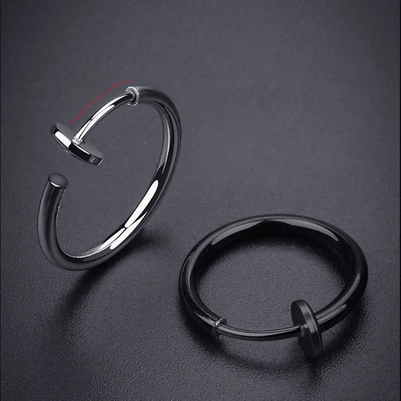 1 Pair Stainless Steel Ear Clip Earrings For Women/Men Painless Non-pierced Fake Earrings Simple Hoop Earrings Jewelry