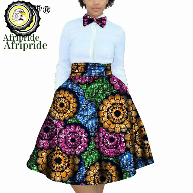 Sakkas Bahati Hi-Low Mermaid Skirt – African Ankara Dutch Wax Cotton, Colorful With Pockets