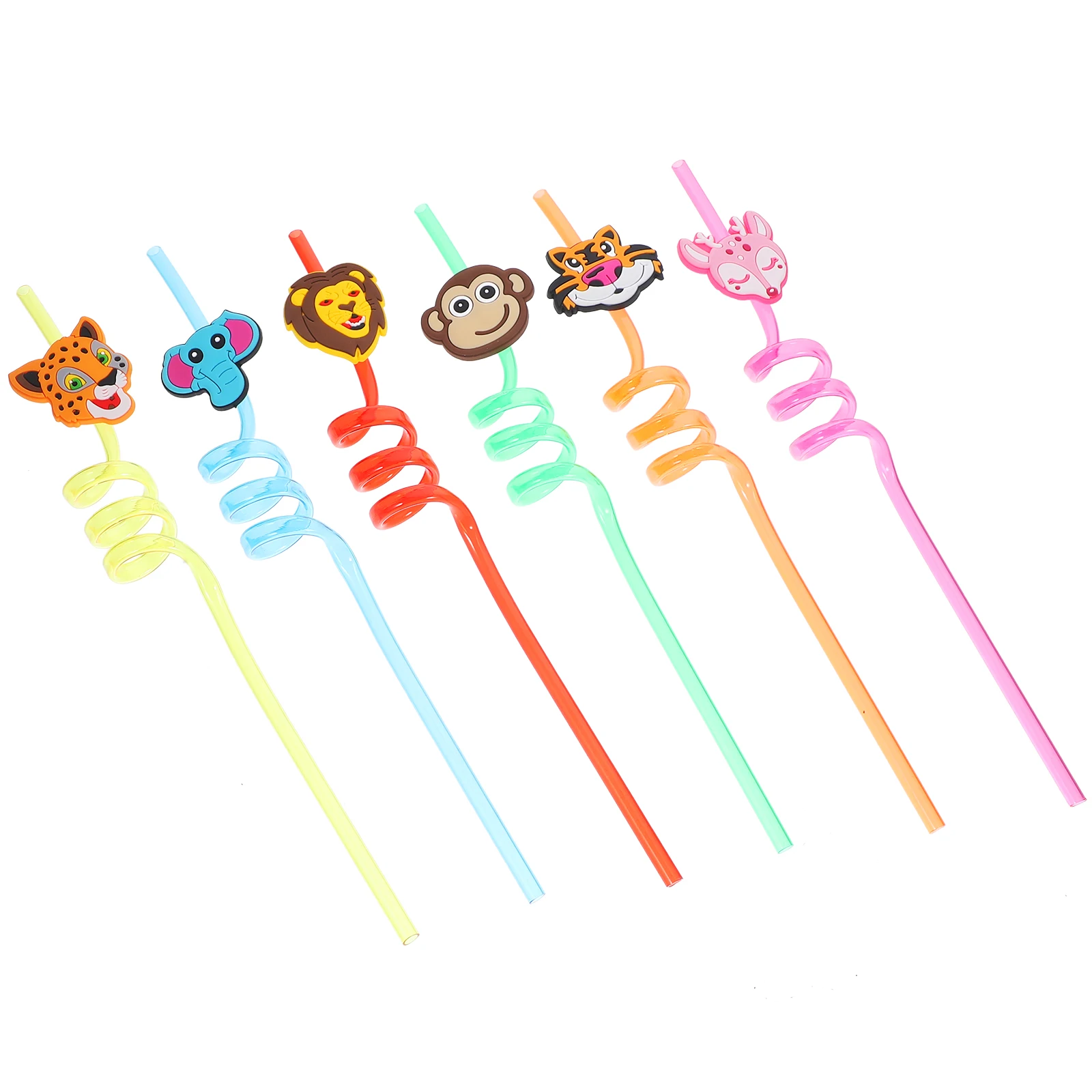 

6 Pcs Creative Twisting Straws Twisted Birthday Accessories Summer Party Cartoon Straws Carnival Party Straw Accessories Straw
