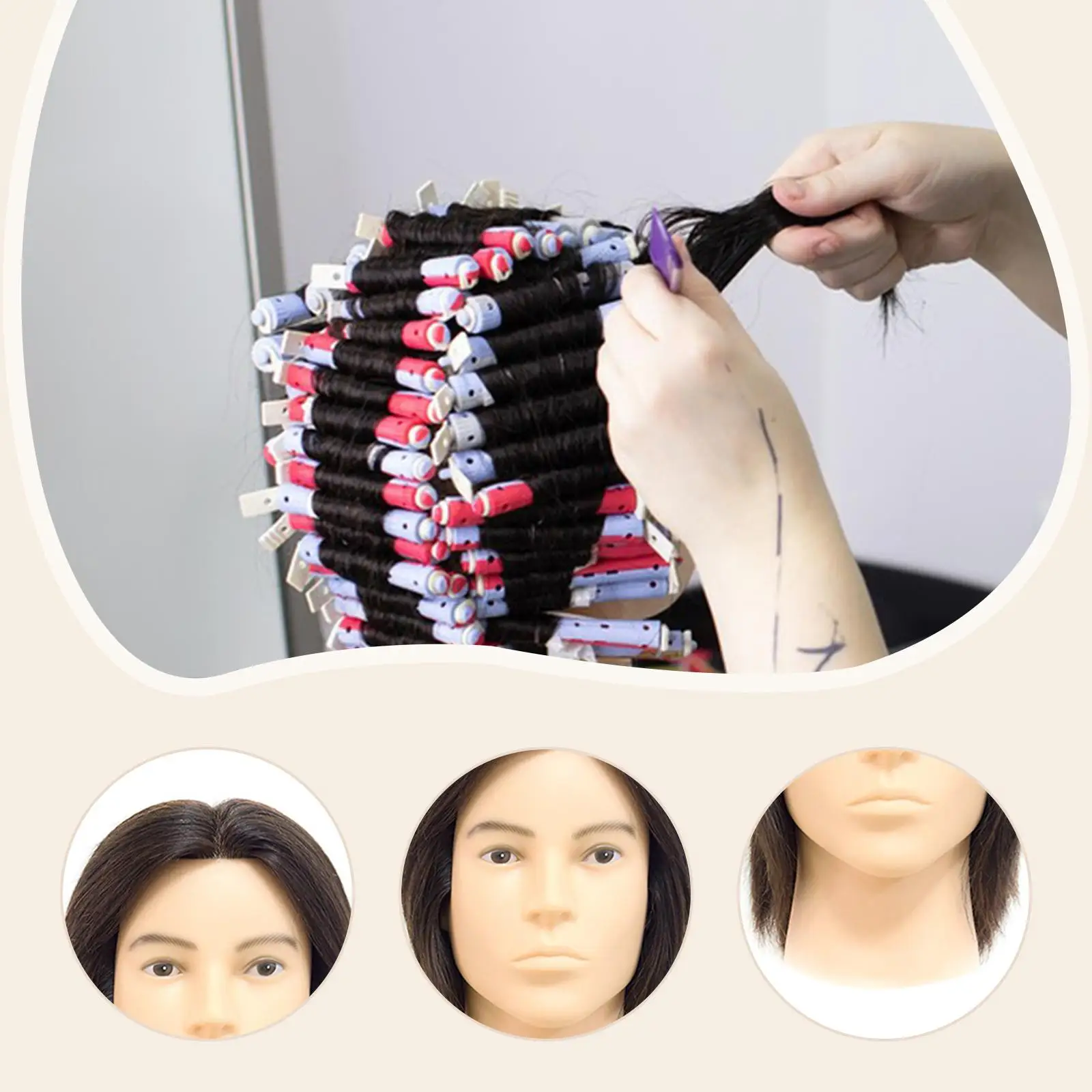 Cabeza de maniquí para entrenamiento de peluquero, altura multifuncional 28cm, realista