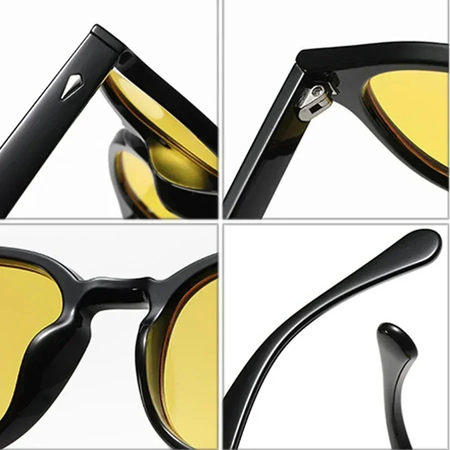 جودة جديدة ريترو النظارات الشمسية المستديرة النساء موضة المسامير الديكور ظلال UV400 الرجال فاسق ليوبارد نظارات شمسية