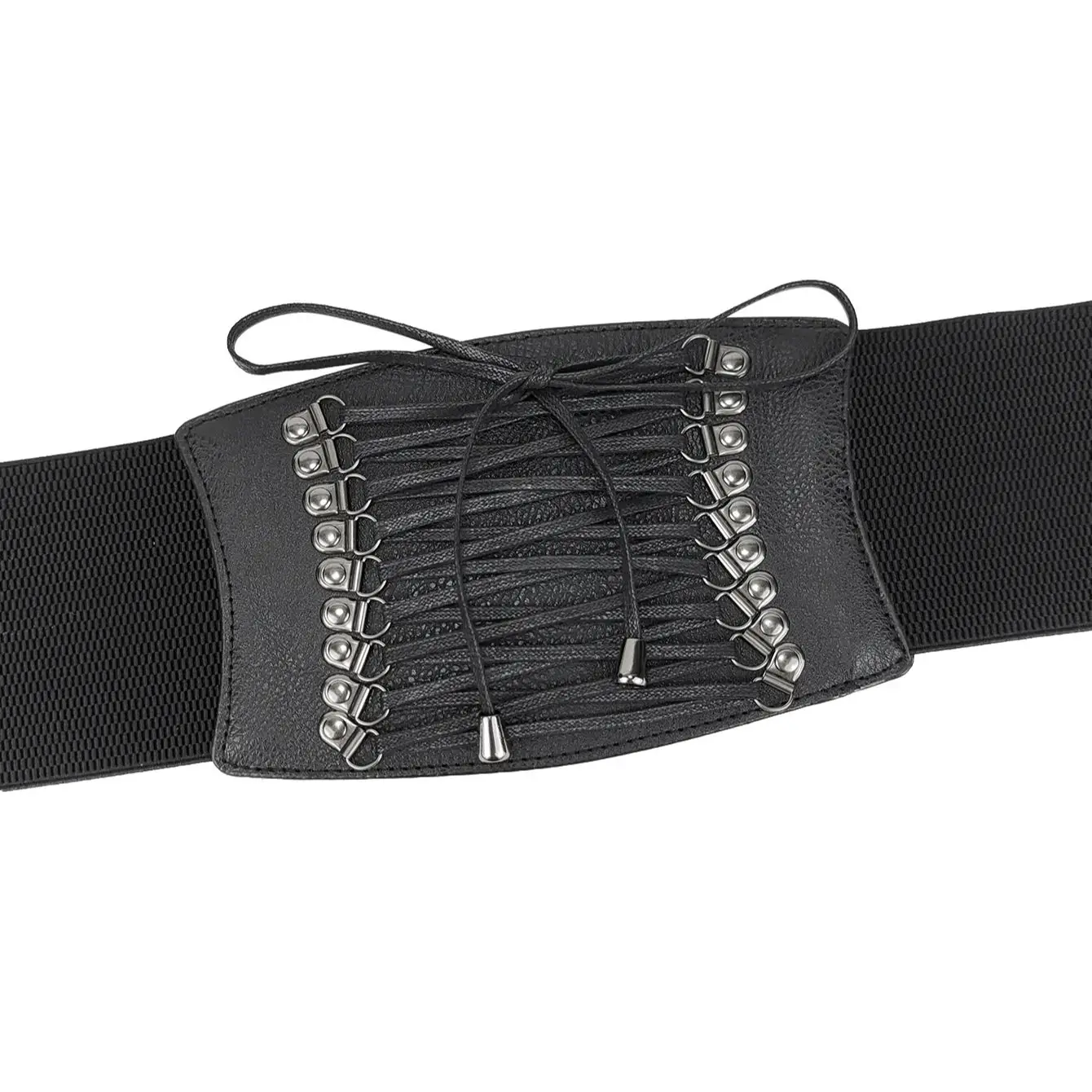 يزوج الفستان المزخرف ذو الحزام العريض للسيدات الجديد بقميص مربوط بخصر أسود