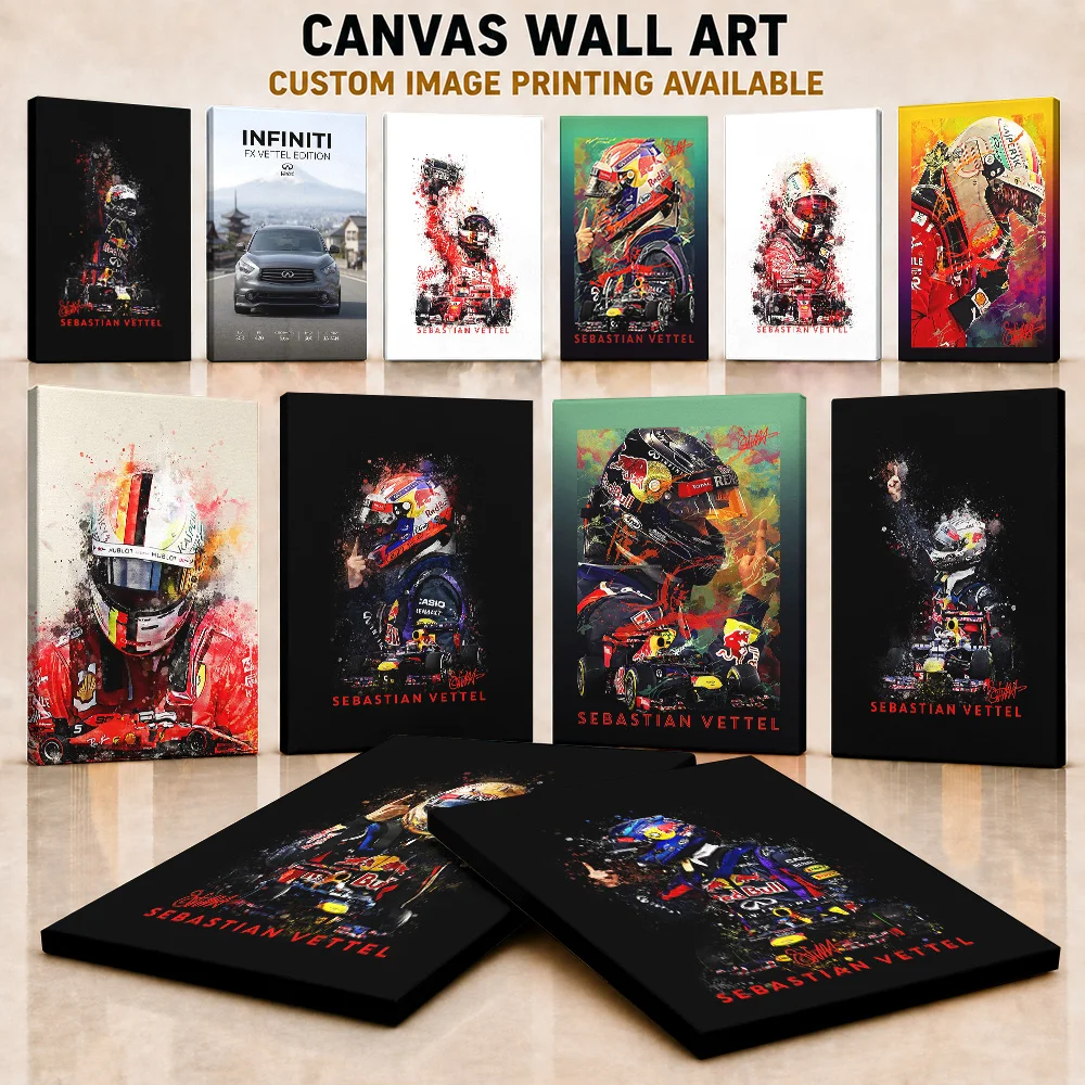 Sebastian Vettel Canvas Poster Customized Photo Modern Track Legend Profile Wall Paintings Decoration For Bedroom Collector Gift