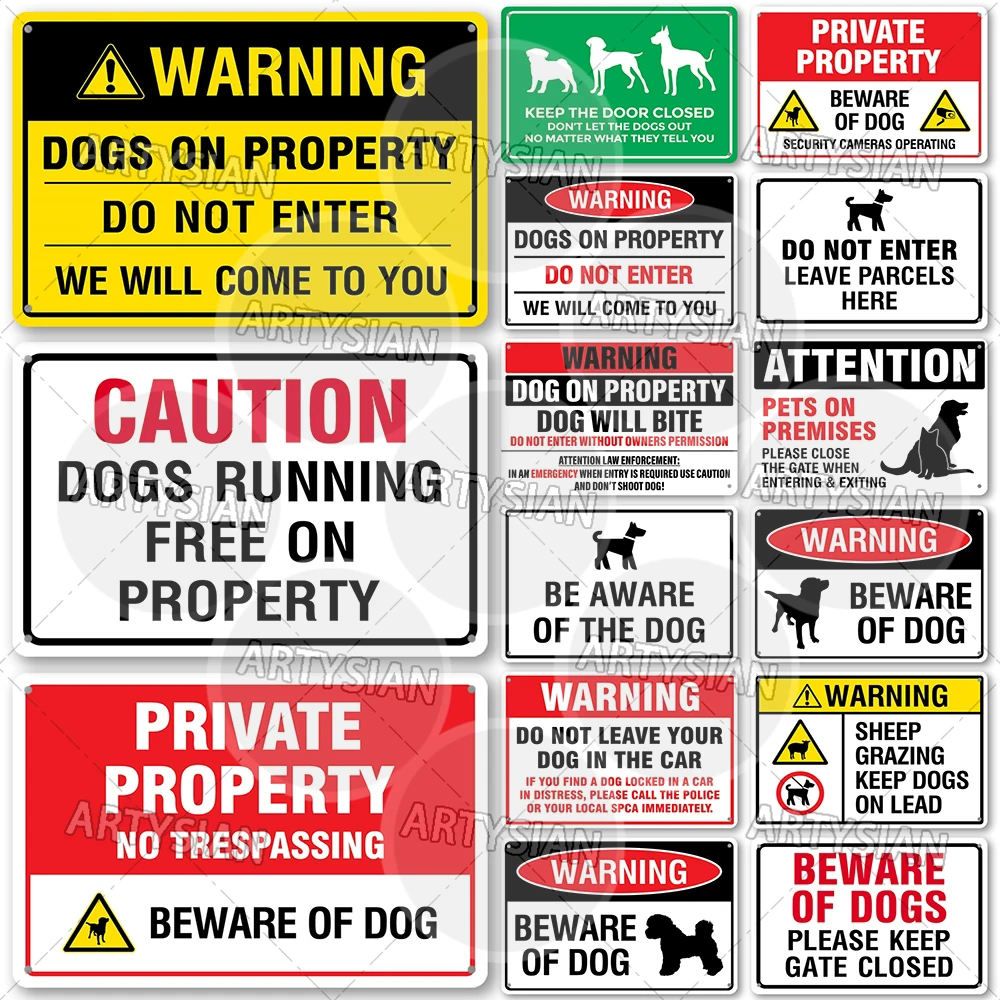 No Dogs Allowed Metal Sign Beware of Dog Private Property Warning Plaque Alert Dog-Free Zone Security Keep Dogs On Lead