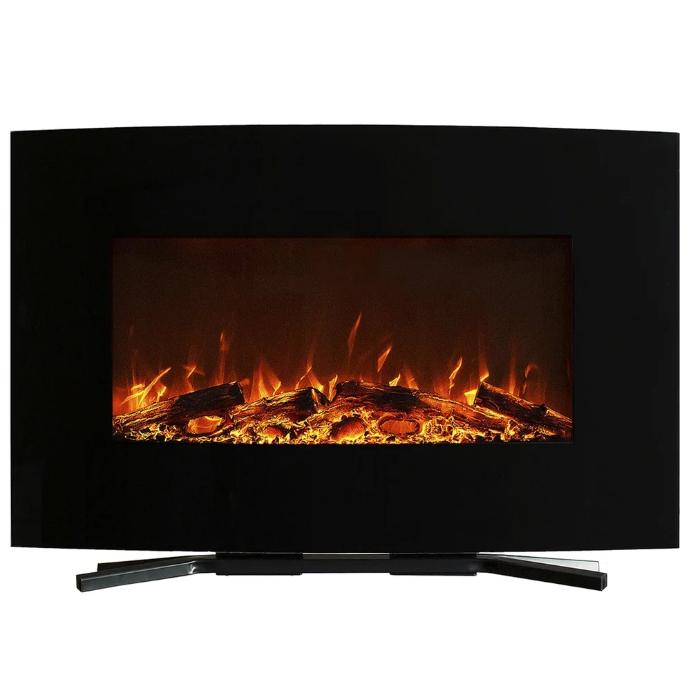 36 Inch Wall Mounted Electric Fireplace with Remote Color Changing Flames Adjustable Heat 10 Flame Options Safe Thermal Cutoff
