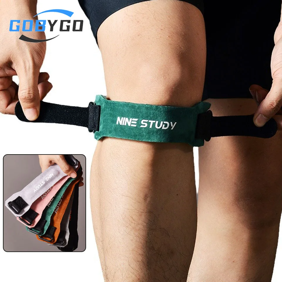 GOBYGO 1Pcs Cowhide Patella Strap Meniscus Knee Pads Bi-directional Compression Stabilize Patella Running Jump Rope Basketball