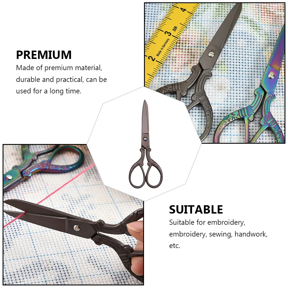

1Pcs Colored Metal Vintage Embroidery Scissor Sharp Tip Practical Stainless Steel Thread Cutter for Sewing Handmade DIY