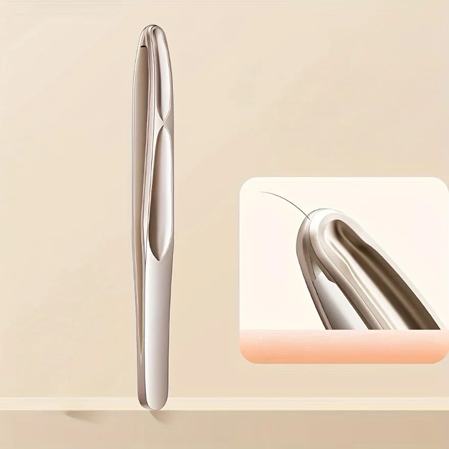 Stainless Steel Eyebrow Clips for Precision Beard and Mustache Trimming Gentle on Light Beige Round Head Tweezers