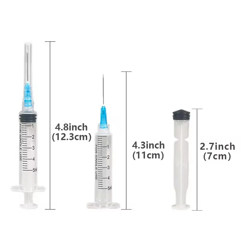 100Pcs 5ml Luer Lock Syringe 23G 1 Inch Needle Sterile Individually Packed Lab Grease Craft Glue Industrial Grease