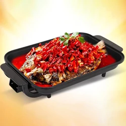 220V Electric BBQ Rectangle Household Electric Baking Tray Barbecue Pan Commercial Non Stick Hotpot Grill гриль электрический