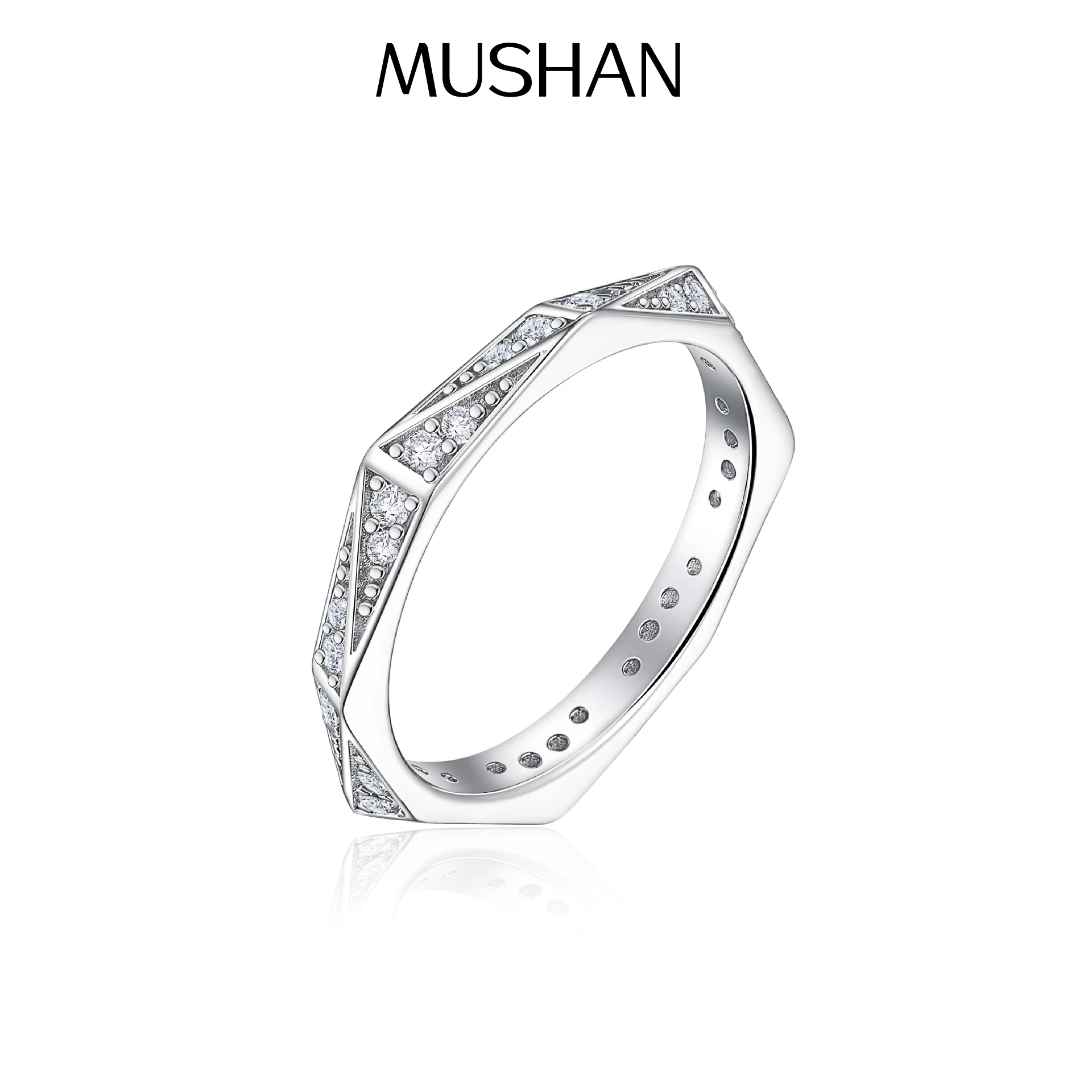 MuShan Jewelry 925 Sterling Silver Ring Wedding Band High Carbon Diamond Bride Gift Statement Jewelry Women Rings Fine Jewelry