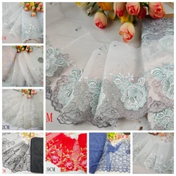 Wholesale Lot 1 Yards Delicate Embroidered flower Pink/Purple/Red/White/Black tulle lace trim DIY/sewing/Wedding Lace CA1